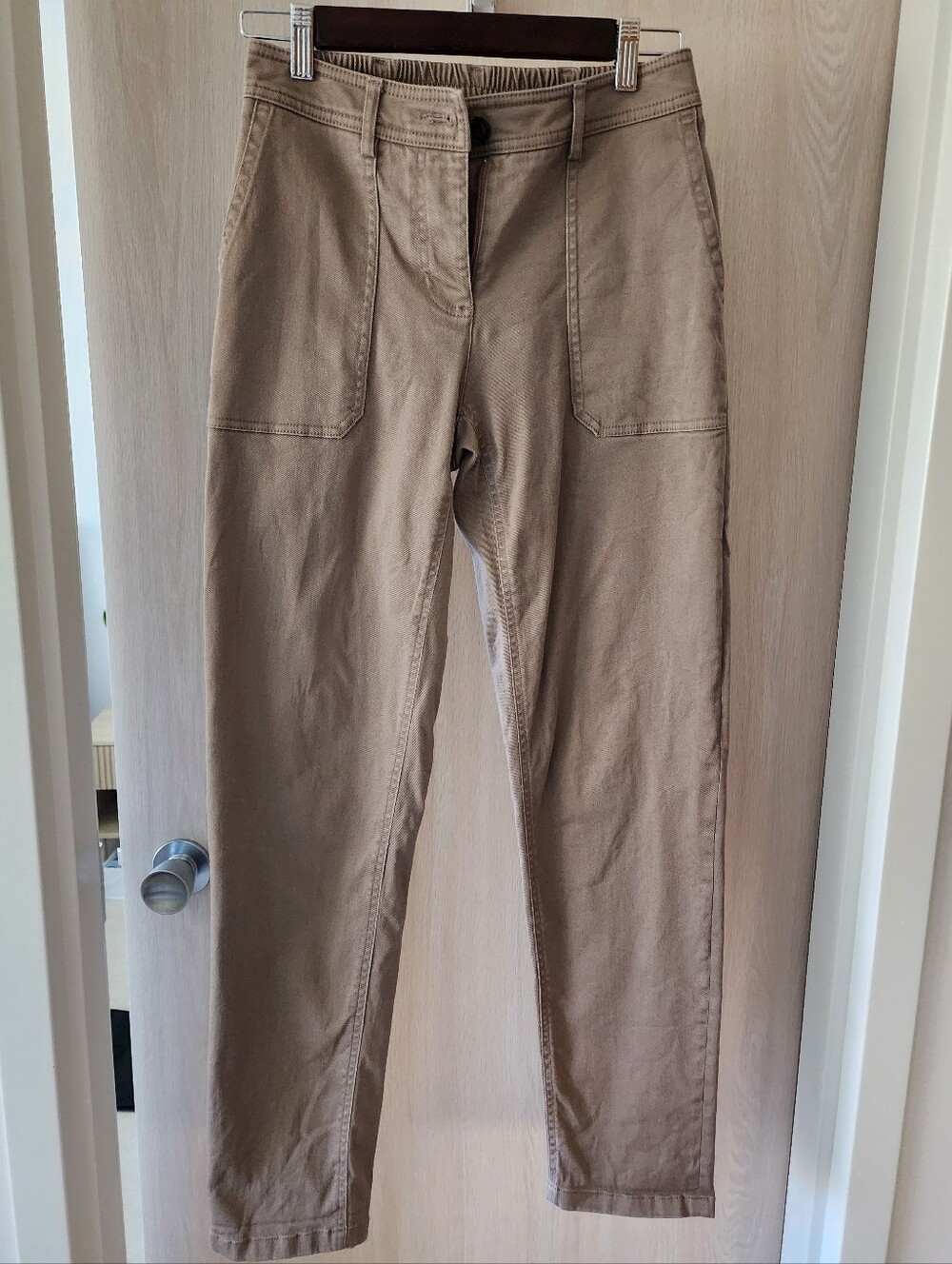 RW&CO. Elastic Waist Straight Pants in Light Tan